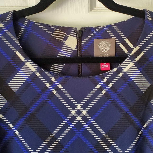 Vince Camuto Plaid Dress Blue Black - Picture 8 of 10